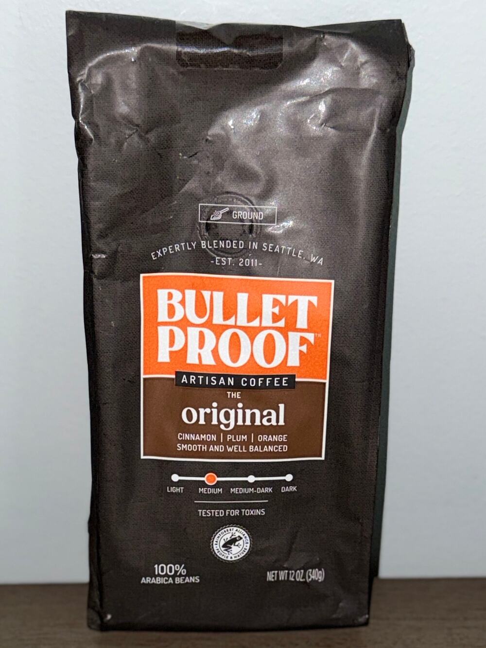 Bulletproof The Original Medium Roast Ground Clean Coffee Tested 4 Toxins 12 oz